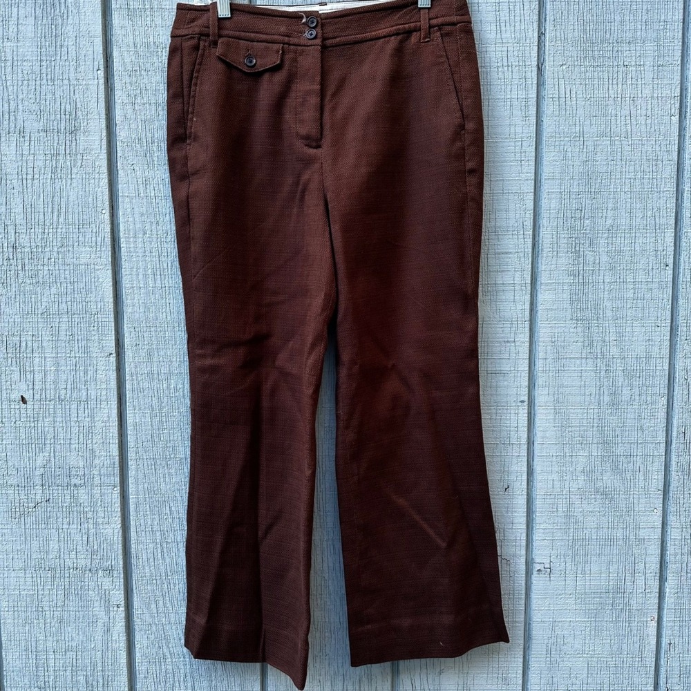 J.Crew Women's‎ Brown Textured Cotton Blend Dress Pants Sz 8 Career Casual Retro